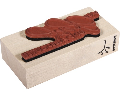 Stempel mit Holzgriff und Schriftzug
