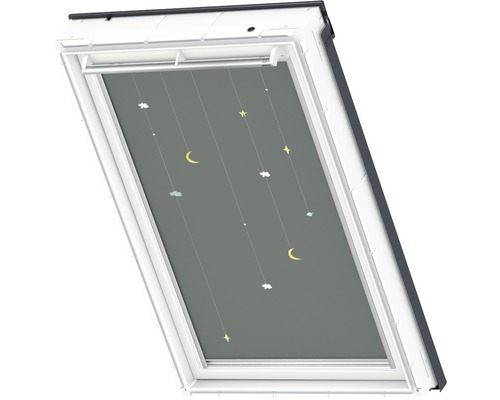 Fenêtre de toit avec store occultant avec étoiles, lunes et nuages