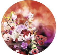 Tableau en verre rond Baroque Flowermix lV Ø 50 cm