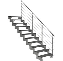 Treppe mit Holzstufen und Edelstahlgeländer