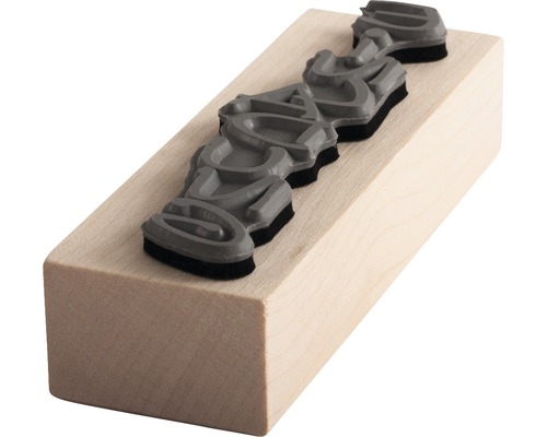 Tampon en bois avec motif en caoutchouc