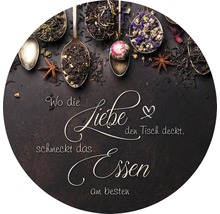 Glasbild rund Liebe & Essen Ø 50 cm GLR056