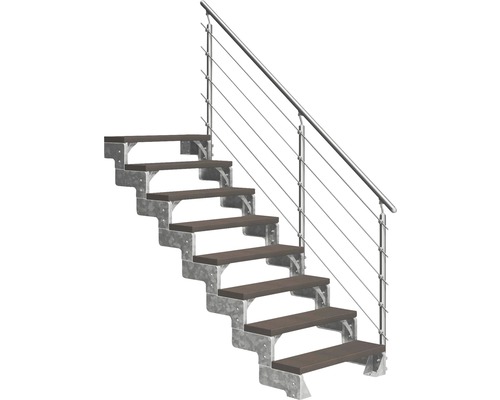 Escalier extérieur Pertura Tallis avec balustrade Prova 8 pas de marche 100 cm marron foncé Escalier extérieur Pertura Tallis avec balustrade Prova 8 pas de marche 100 cm marron foncé