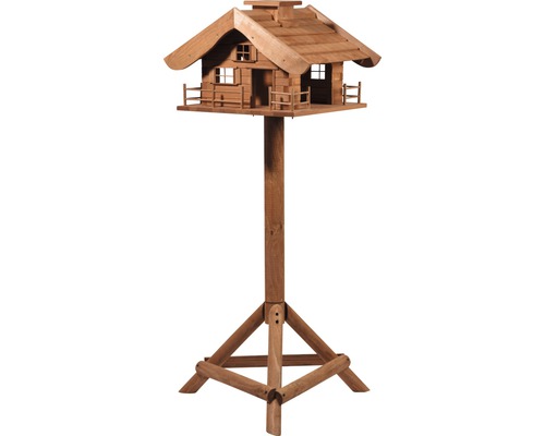 Abri-mangeoire pour oiseaux en forme de refuge de montagne avec pied 66x66x136,5 cm