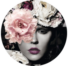 Tableau en verre rond Flowerwoman ll Ø 50 cm