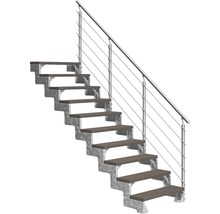 Treppe mit Holzstufen und Edelstahlgeländer