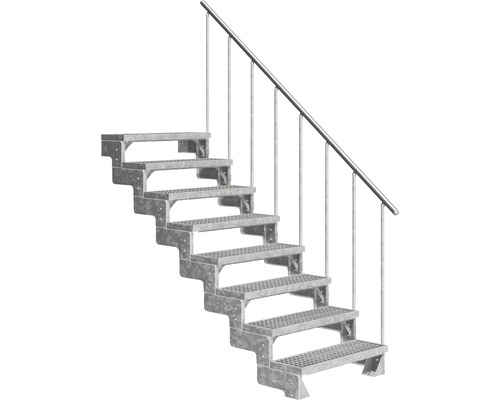 Escalier extérieur Pertura Tallis avec balustrade 8 pas de marche 100 cm grille caillebotis Escalier extérieur Pertura Tallis avec balustrade 8 pas de marche 100 cm grille caillebotis