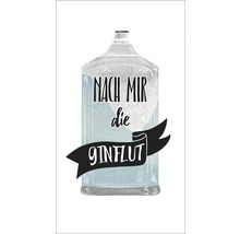 Illustration d''une bouteille avec l''inscription Après moi, le déluge de gin