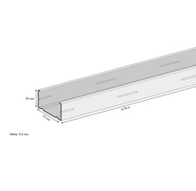 Profilé de plafond de dimensions 50 mm sur 75 mm sur 4,50 mètres.
