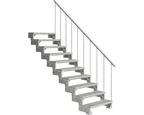 Escalier extérieur Pertura Tallis avec balustrade 10 pas de marche 100 cm grille caillebotis Escalier extérieur Pertura Tallis avec balustrade 10 pas de marche 100 cm grille caillebotis