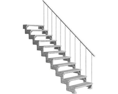 Escalier extérieur Pertura Tallis avec balustrade 11 pas de marche 100 cm grille caillebotis Escalier extérieur Pertura Tallis avec balustrade 11 pas de marche 100 cm grille caillebotis