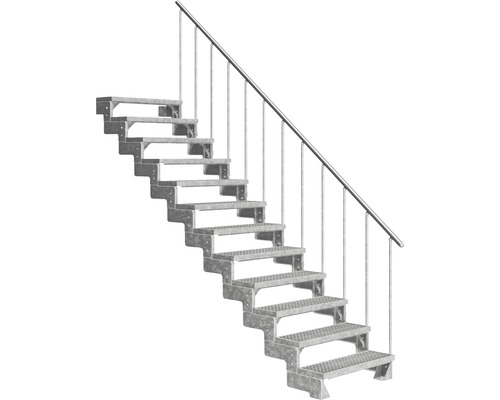 Escalier extérieur Pertura Tallis avec balustrade 12 pas de marche 100 cm grille caillebotis