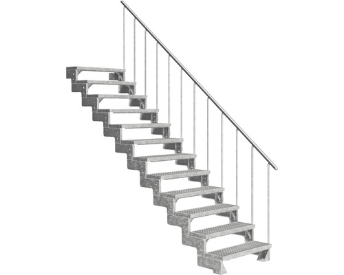 Escalier extérieur Pertura Tallis avec balustrade 12 pas de marche 100 cm grille caillebotis Escalier extérieur Pertura Tallis avec balustrade 12 pas de marche 100 cm grille caillebotis