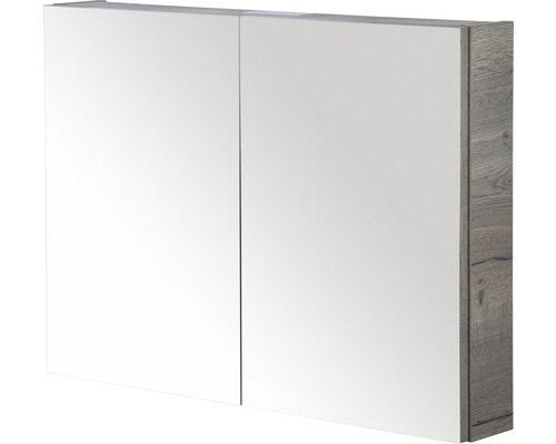 Spiegelschrank mit zwei Türen und Holzdekor