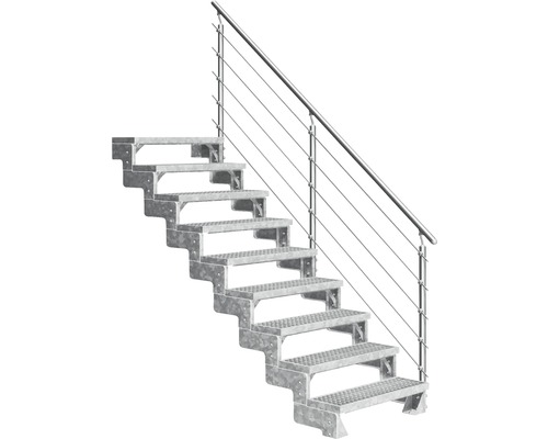 Escalier extérieur Pertura Tallis avec balustrade Prova 9 pas de marche 100 cm grille caillebotis