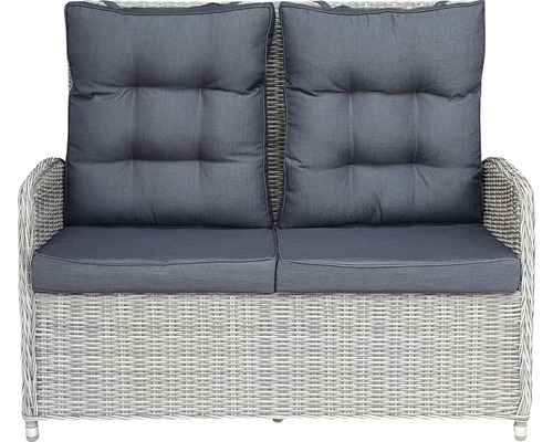 Canapé de jardin en polyrotin avec coussins d''assise et de dossier pour deux personnes