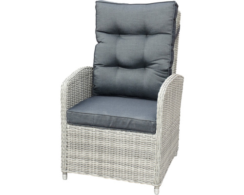 Fauteuil de jardin en polyrotin avec coussins gris