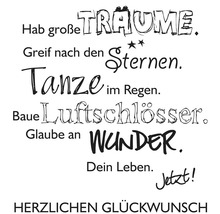 Schriftzug mit inspirierenden Wörtern und Sätzen zur Wandgestaltung