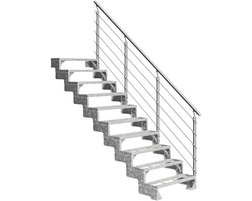 Aussentreppe Pertura Tallis mit Prova Geländer 10 Steigungen Einlegestufen 100 cm Metall Aussentreppe Pertura Tallis mit Prova Geländer 10 Steigungen Einlegestufen 100 cm Metall