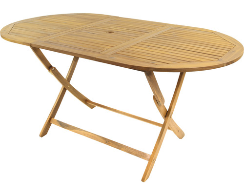 Table de jardin ovale en bois avec fonction pliante