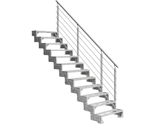 Escalier extérieur Pertura Tallis avec balustrade Prova 12 pas de marche 100 cm métal-0