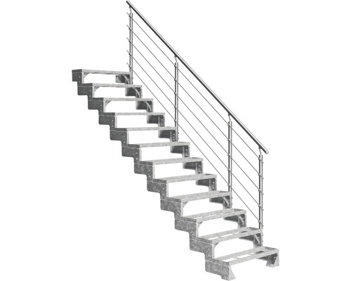 Aussentreppe Pertura Tallis mit Prova Geländer 12 Steigungen Einlegestufen 100 cm Metall