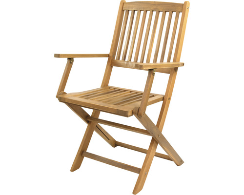 Chaise de jardin pliante en bois avec accoudoirs