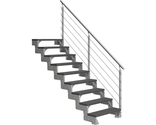 Escalier extérieur Pertura Tallis avec balustrade Prova 9 pas de marche 80 cm anthracite