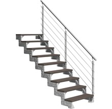 Treppe mit Stahlwangen und Geländer mit Edelstahlseilen