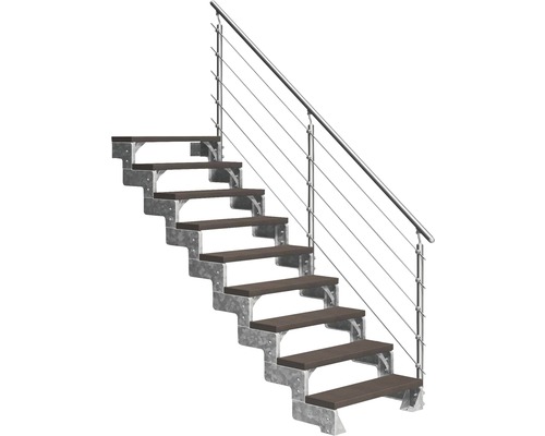 Escalier extérieur Pertura Tallis avec balustrade Prova 9 pas de marche 80 cm marron foncé Escalier extérieur Pertura Tallis avec balustrade Prova 9 pas de marche 80 cm marron foncé