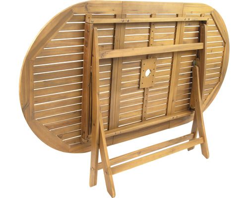 Table de jardin ovale pliée en bois