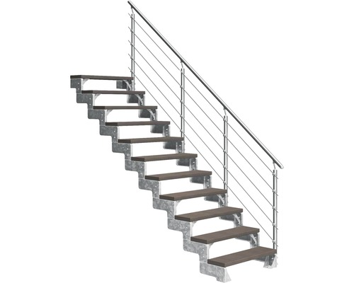 Escalier extérieur Pertura Tallis avec balustrade Prova 11 pas de marche 80 cm marron foncé Escalier extérieur Pertura Tallis avec balustrade Prova 11 pas de marche 80 cm marron foncé