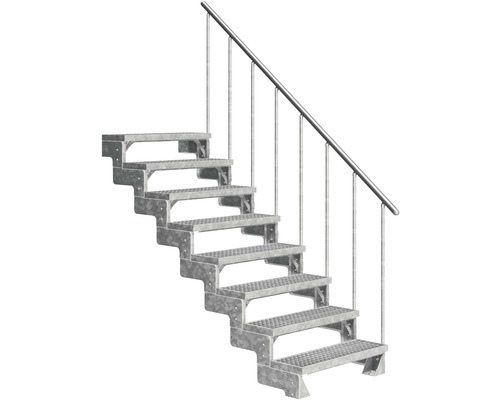 Escalier extérieur Pertura Tallis avec balustrade 8 pas de marche 80 cm grille caillebotis Escalier extérieur Pertura Tallis avec balustrade 8 pas de marche 80 cm grille caillebotis