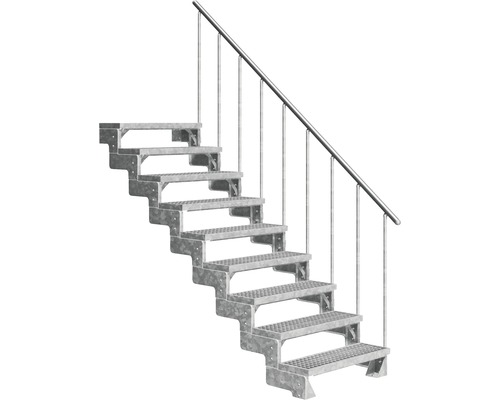 Escalier extérieur Pertura Tallis avec balustrade 9 pas de marche 80 cm grille caillebotis Escalier extérieur Pertura Tallis avec balustrade 9 pas de marche 80 cm grille caillebotis