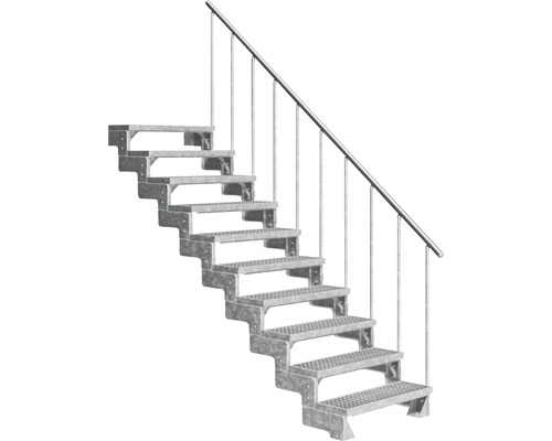 Escalier extérieur Pertura Tallis avec balustrade 10 pas de marche 80 cm grille caillebotis Escalier extérieur Pertura Tallis avec balustrade 10 pas de marche 80 cm grille caillebotis