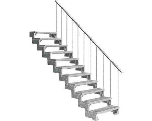 Escalier extérieur Pertura Tallis avec balustrade 11 pas de marche 80 cm grille caillebotis Escalier extérieur Pertura Tallis avec balustrade 11 pas de marche 80 cm grille caillebotis