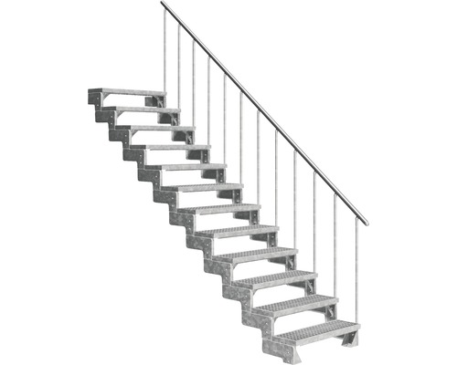 Escalier extérieur Pertura Tallis avec balustrade 12 pas de marche 80 cm grille caillebotis Escalier extérieur Pertura Tallis avec balustrade 12 pas de marche 80 cm grille caillebotis