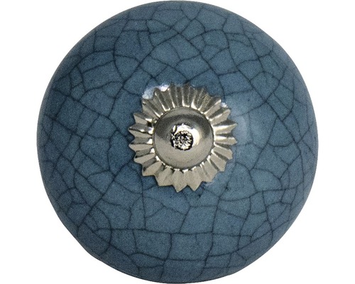 Bouton de meuble en céramique avec motif craquelé et base en métal