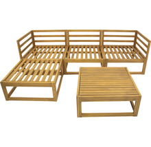 Salon de jardin 4 places composé de: fauteuil, tabouret, table en bois y compris galettes d'assise-thumb-12