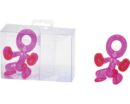 Pinkfarbener, menschlicher Saughaken mit transparenter Verpackung