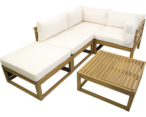Ensemble de salon de jardin avec table en bois et coussins
