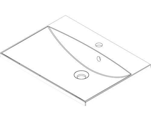 Waschtischplatte mit Becken, Hahnloch und Überlauf