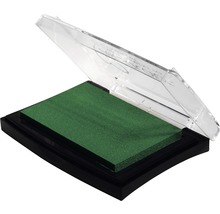 Stempelkissen mit grüner Stempelfarbe in geöffneter Box
