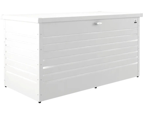 Boîte de rangement biohort 160 High, 159 x 79 x 83 cm blanc Coffre de jardin blanc en métal pour l''extérieur
