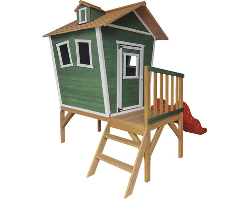 Cabane de jeu en bois avec toboggan et échelle