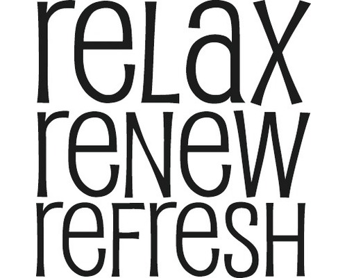 Stempel "relax - renew - refresh"