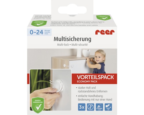 Reer Multiverrouillage Pack avantage pour sécuriser les tiroirs et les armoires des enfants
