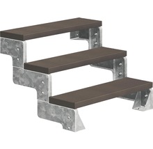 Dreistufige Treppe mit Metallrahmen und Kunststoffstufen