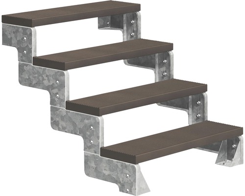 Escalier extérieur Pertura Tallis sans balustrade 4 pas de marche Trimax 80 cm marron foncé Escalier extérieur Pertura Tallis sans balustrade 4 pas de marche Trimax 80 cm marron foncé