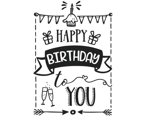 Tampon « Happy Birthday », 7x10cm